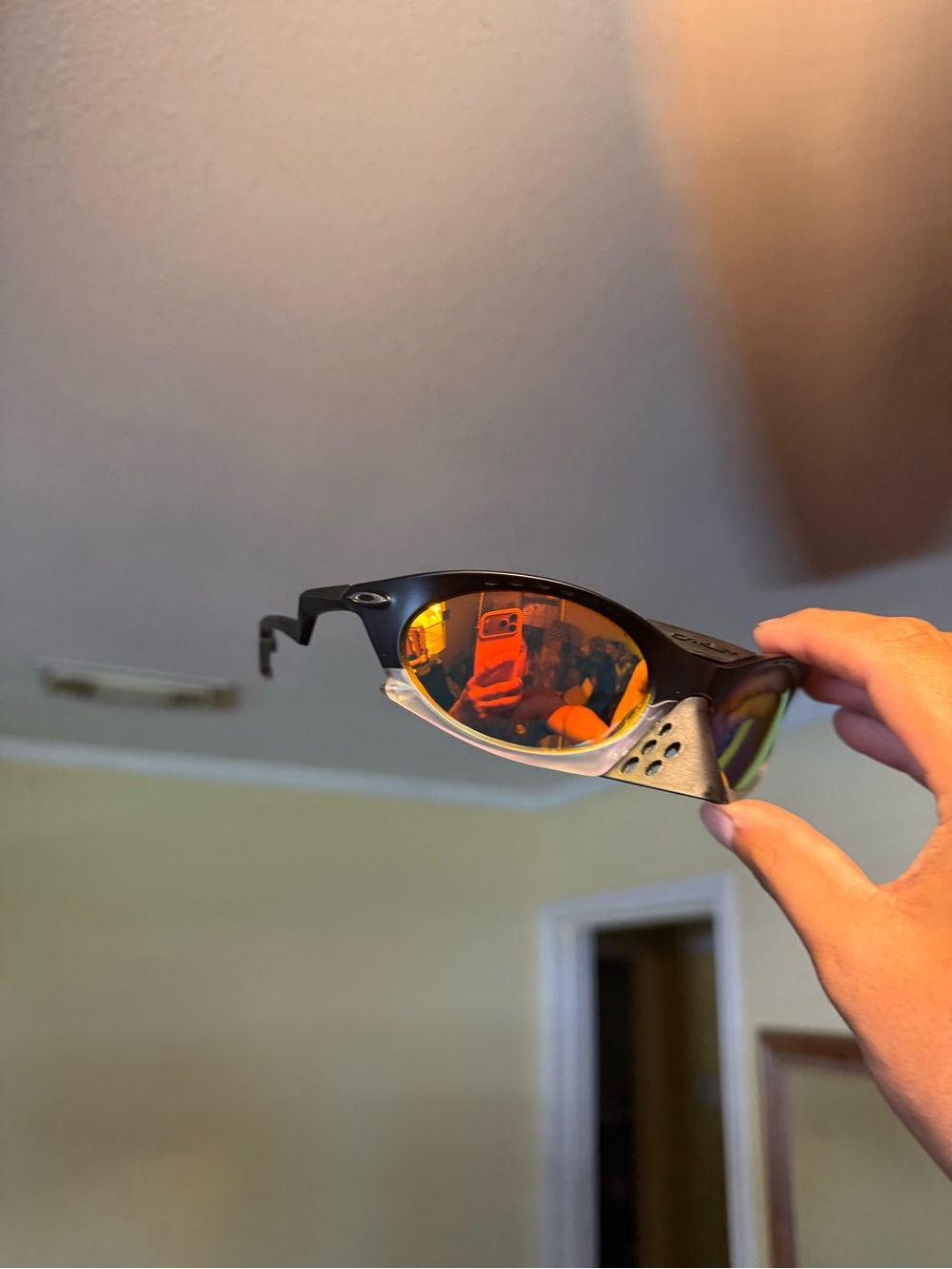 Oakley Black Sunglasses with Orange Mirror Lenses Oakley